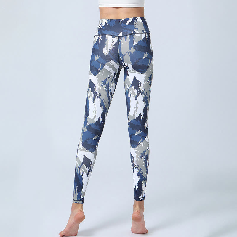 Buddha Stones Kwiaty Liście Nadruk Sport Fitness Joga Legginsy Wysoki Stan Damskie Spodnie do Jogi - image 3