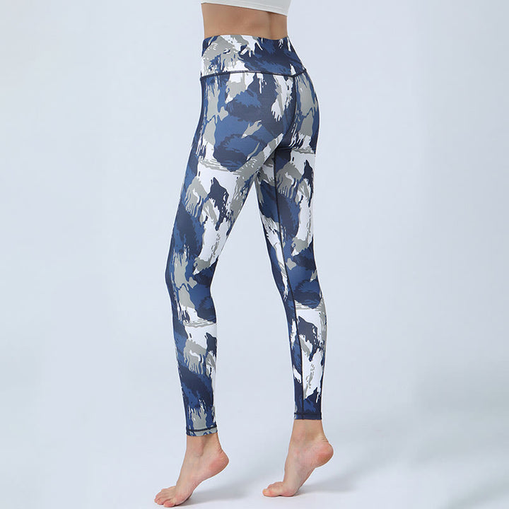 Buddha Stones Kwiaty Liście Nadruk Sport Fitness Joga Legginsy Wysoki Stan Damskie Spodnie do Jogi - image 2