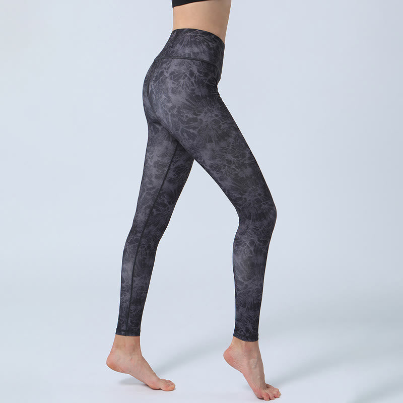 Buddha Stones Kwiaty Liście Nadruk Sport Fitness Joga Legginsy Wysoki Stan Damskie Spodnie do Jogi - image 6