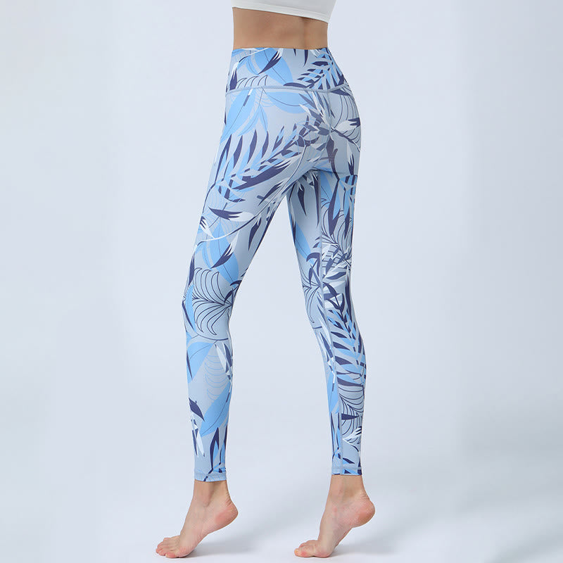 Buddha Stones Kwiaty Liście Nadruk Sport Fitness Joga Legginsy Wysoki Stan Damskie Spodnie do Jogi - image 11