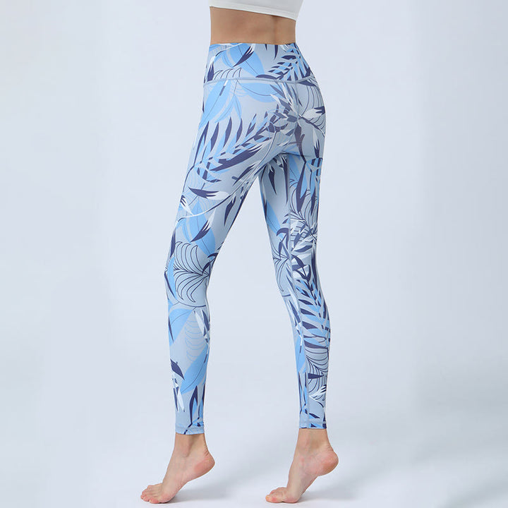 Buddha Stones Kwiaty Liście Nadruk Sport Fitness Joga Legginsy Wysoki Stan Damskie Spodnie do Jogi - image 11
