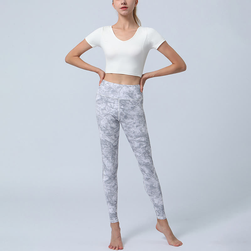 Buddha Stones Kwiaty Liście Nadruk Sport Fitness Joga Legginsy Wysoki Stan Damskie Spodnie do Jogi - image 14