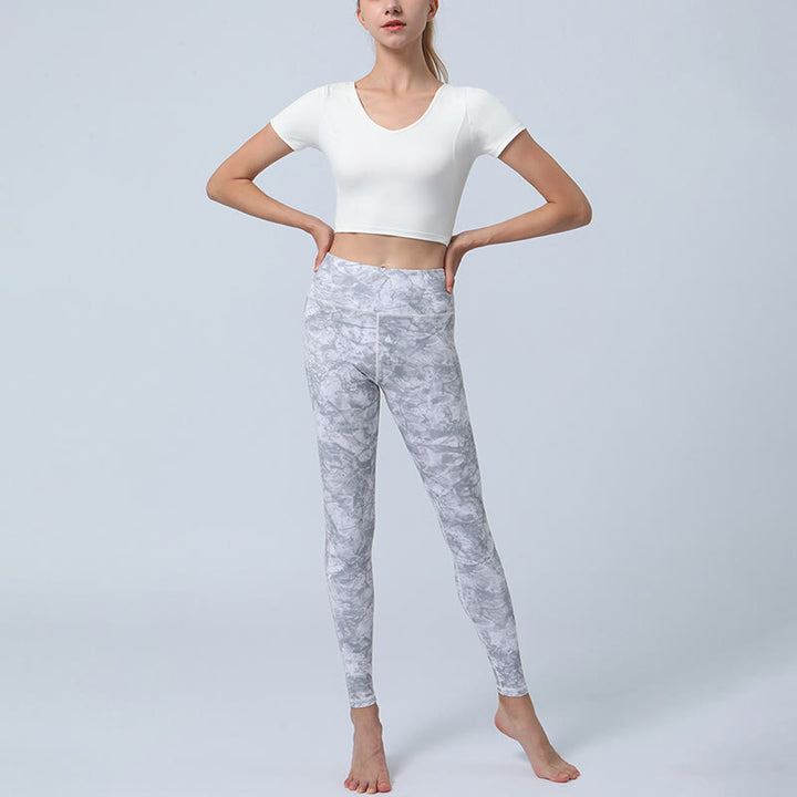 Buddha Stones Kwiaty Liście Nadruk Sport Fitness Joga Legginsy Wysoki Stan Damskie Spodnie do Jogi - image 14