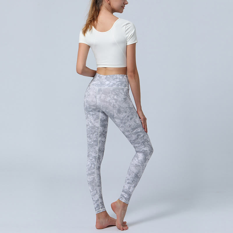Buddha Stones Kwiaty Liście Nadruk Sport Fitness Joga Legginsy Wysoki Stan Damskie Spodnie do Jogi - image 15