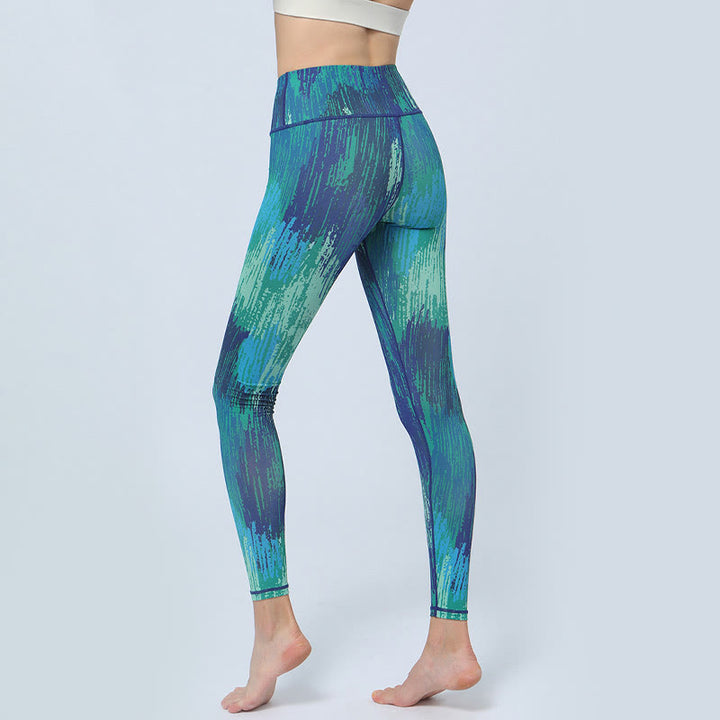 Buddha Stones Liście Nadruk Sport Fitness Joga Wysoki Stan Legginsy Damskie Spodnie do Jogi - image 8