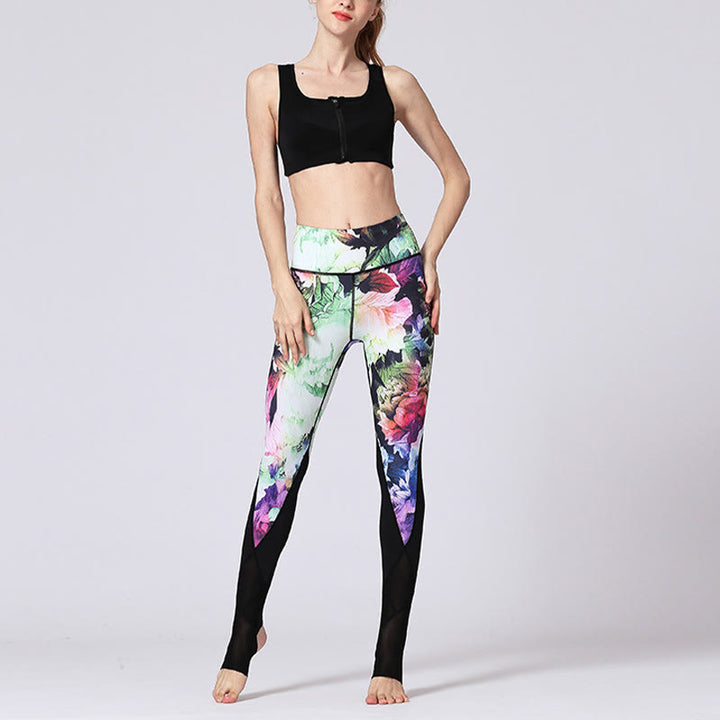 Buddha Stones Róża Peonia Kwiat Nadruk Wzór Sport Fitness Joga Legginsy Damskie Spodnie Do Jogi - image 13