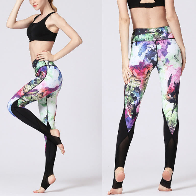Buddha Stones Róża Peonia Kwiat Nadruk Wzór Sport Fitness Joga Legginsy Damskie Spodnie Do Jogi - image 15
