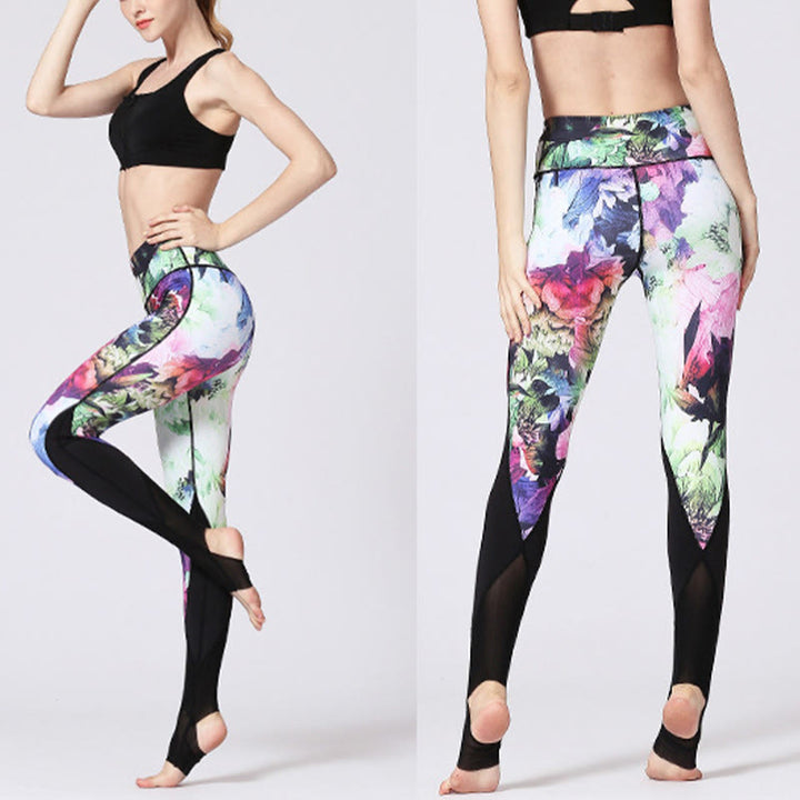 Buddha Stones Róża Peonia Kwiat Nadruk Wzór Sport Fitness Joga Legginsy Damskie Spodnie Do Jogi - image 15