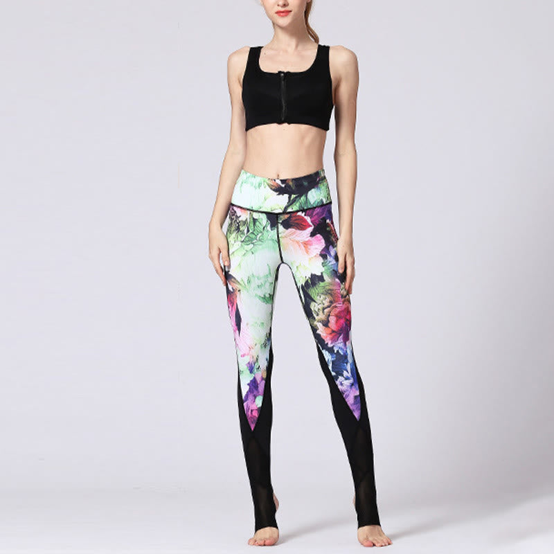Buddha Stones Róża Peonia Kwiat Nadruk Wzór Sport Fitness Joga Legginsy Damskie Spodnie Do Jogi - image 14