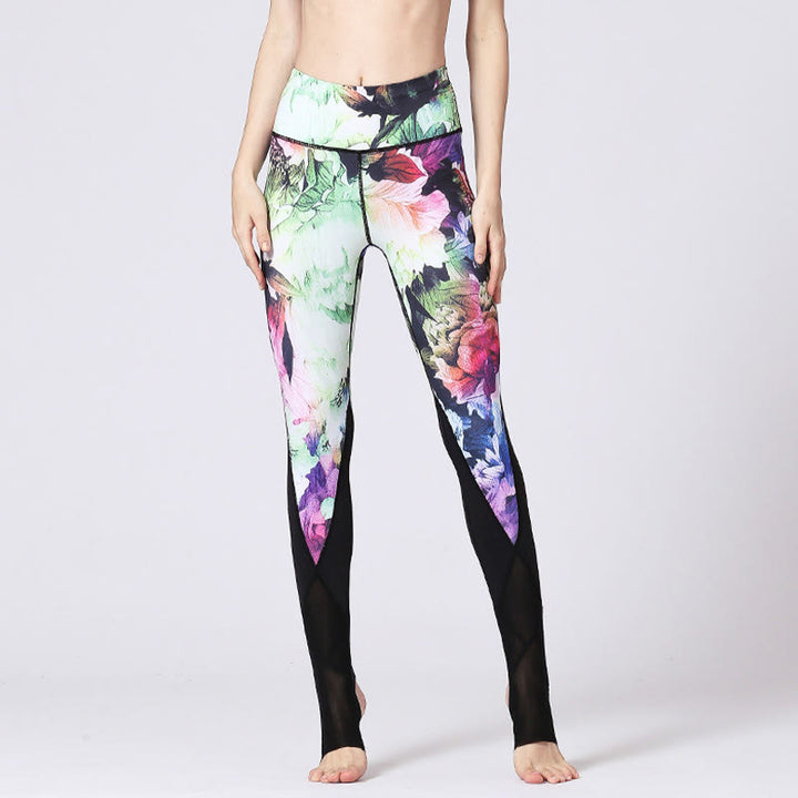 Buddha Stones Róża Peonia Kwiat Nadruk Wzór Sport Fitness Joga Legginsy Damskie Spodnie Do Jogi - image 10