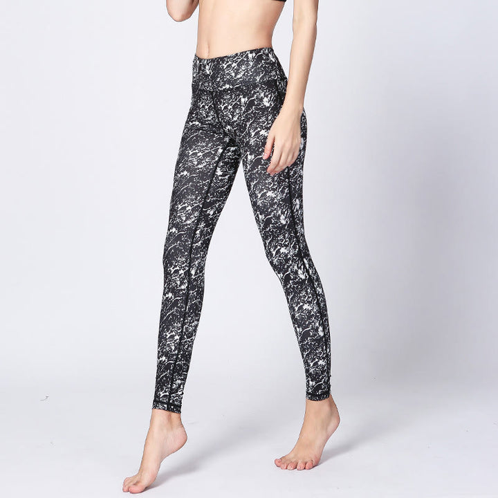 Buddha Stones Kamienie Kamuflaż Sport Fitness Joga Legginsy Wysoki Stan Damskie Spodnie Do Jogi - Czarno-biały - US8-10, UK/AU12-14, EU40-42 (XL) - image 6