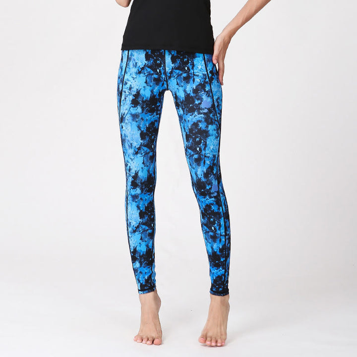 Buddha Stones Kamienie Kamuflaż Sport Fitness Joga Legginsy Wysoki Stan Damskie Spodnie Do Jogi - Niebiesko-czarny - US8-10, UK/AU12-14, EU40-42 (XL) - image 9