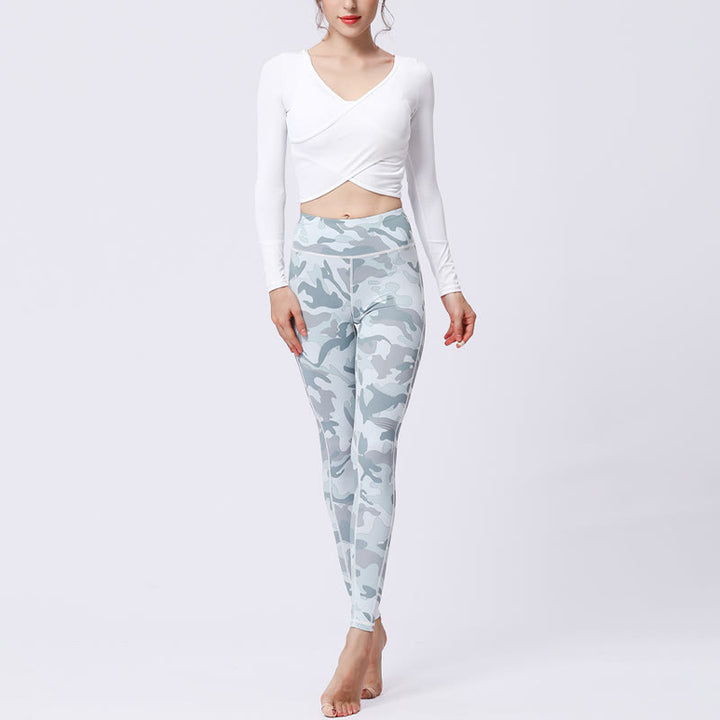 Buddha Stones Kamienie Kamuflaż Sport Fitness Joga Legginsy Wysoki Stan Damskie Spodnie Do Jogi - image 14