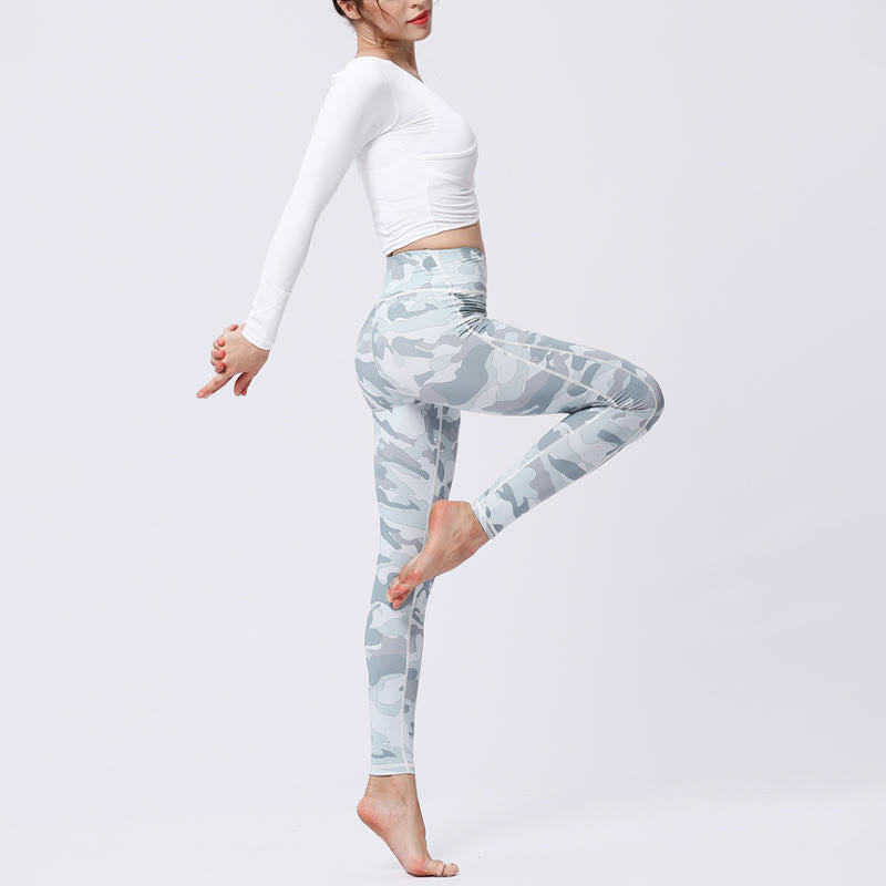Buddha Stones Kamienie Kamuflaż Sport Fitness Joga Legginsy Wysoki Stan Damskie Spodnie Do Jogi - image 15