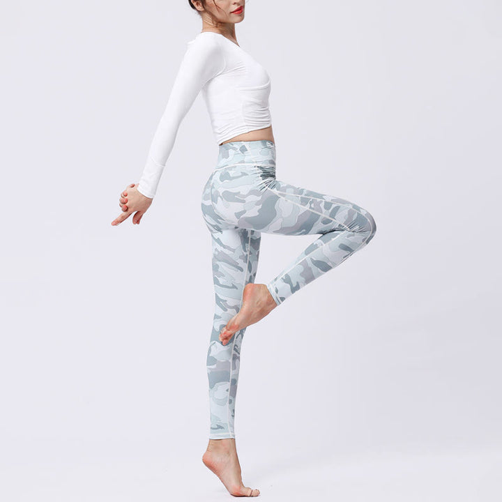Buddha Stones Kamienie Kamuflaż Sport Fitness Joga Legginsy Wysoki Stan Damskie Spodnie Do Jogi - image 15