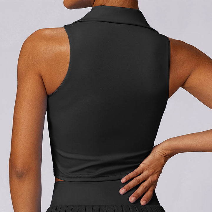 Buddha Stones Polo Collar Crop Tank Top Spódnice tenisowe Plisowane szorty z kieszeniami Sportowe stroje do jogi - image 15