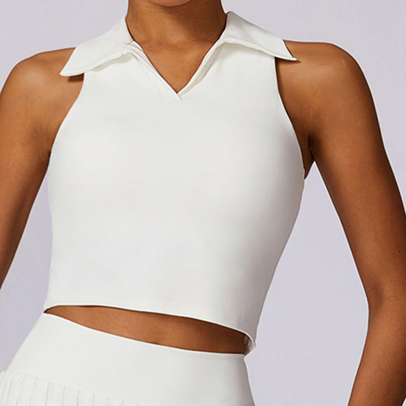 Buddha Stones Polo Collar Crop Tank Top Spódnice tenisowe Plisowane szorty z kieszeniami Sportowe stroje do jogi - image 28