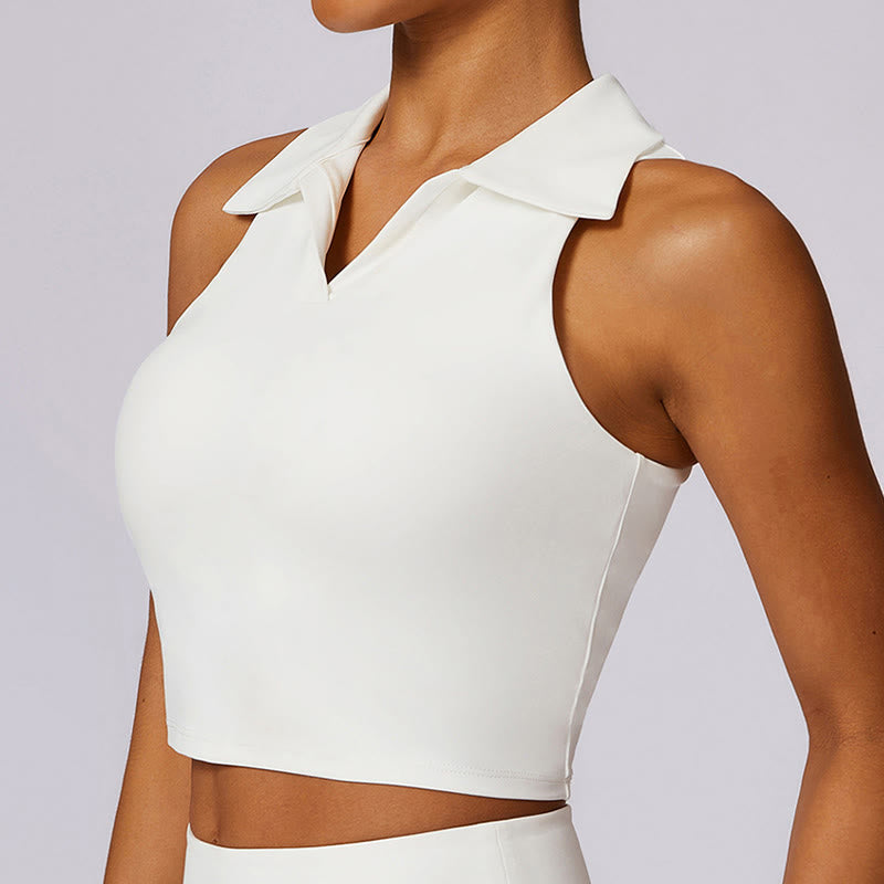 Buddha Stones Polo Collar Crop Tank Top Spódnice tenisowe Plisowane szorty z kieszeniami Sportowe stroje do jogi - image 26