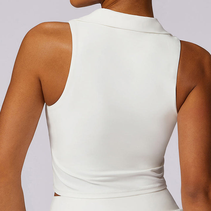 Buddha Stones Polo Collar Crop Tank Top Spódnice tenisowe Plisowane szorty z kieszeniami Sportowe stroje do jogi - image 30