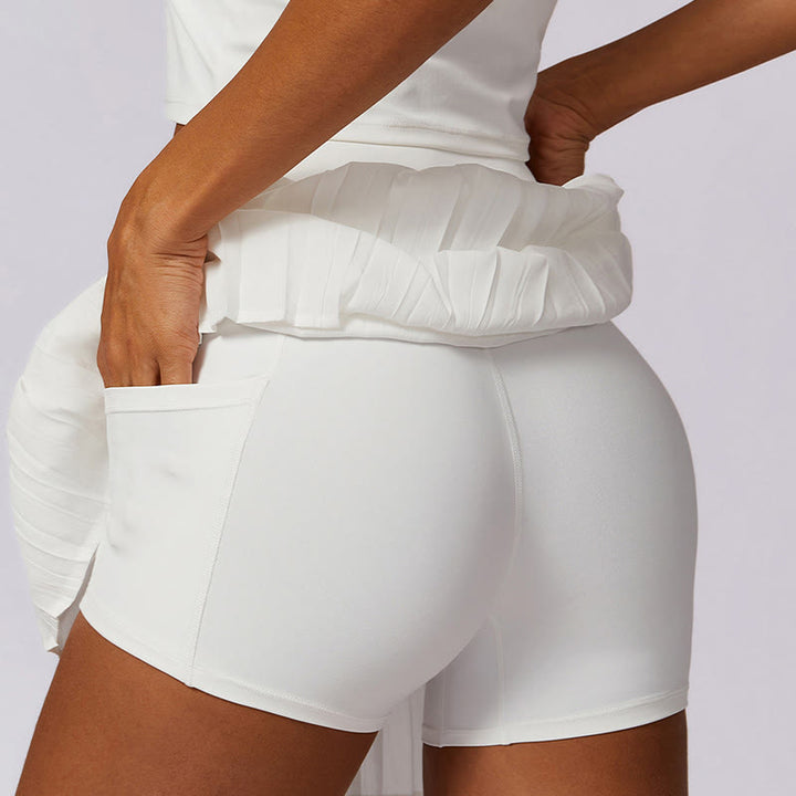 Buddha Stones Polo Collar Crop Tank Top Spódnice tenisowe Plisowane szorty z kieszeniami Sportowe stroje do jogi - image 34