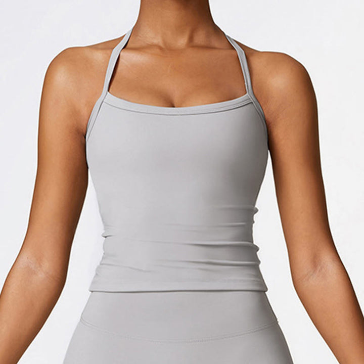 Buddha Stones Jednolity Kolor Krótki Top z Wysokim Stanem Szorty Sportowe Fitness Siłownia Joga Stroje - Szary - Szczyt - US8-10, UK/AU12-14, EU40-42 (XL) - image 24