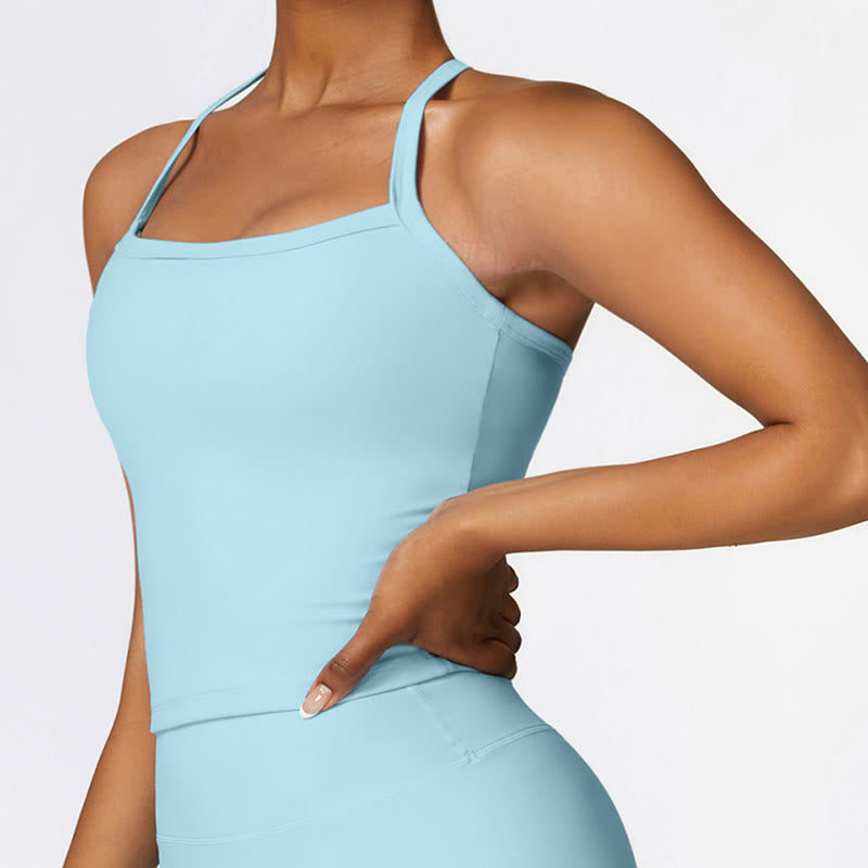 Buddha Stones Jednolity Kolor Krótki Top z Wysokim Stanem Szorty Sportowe Fitness Siłownia Joga Stroje - image 39