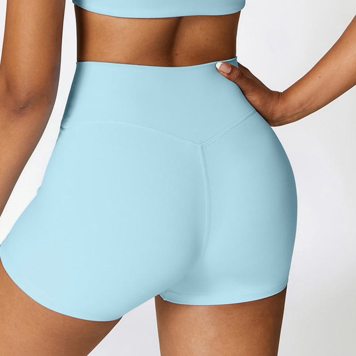 Buddha Stones Jednolity Kolor Krótki Top z Wysokim Stanem Szorty Sportowe Fitness Siłownia Joga Stroje - image 44