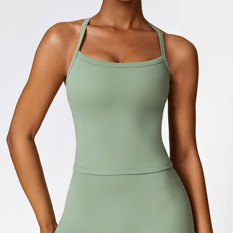 Buddha Stones Jednolity Kolor Krótki Top z Wysokim Stanem Szorty Sportowe Fitness Siłownia Joga Stroje - image 55