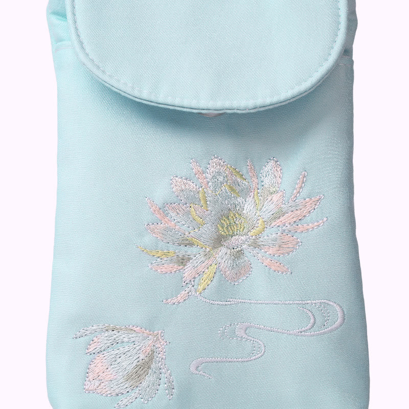 Buddha Stones Małe Haftowane Kwiaty Torba Crossbody Torba Na Ramię Dwuwarstwowa Torba Na Telefon Komórkowy