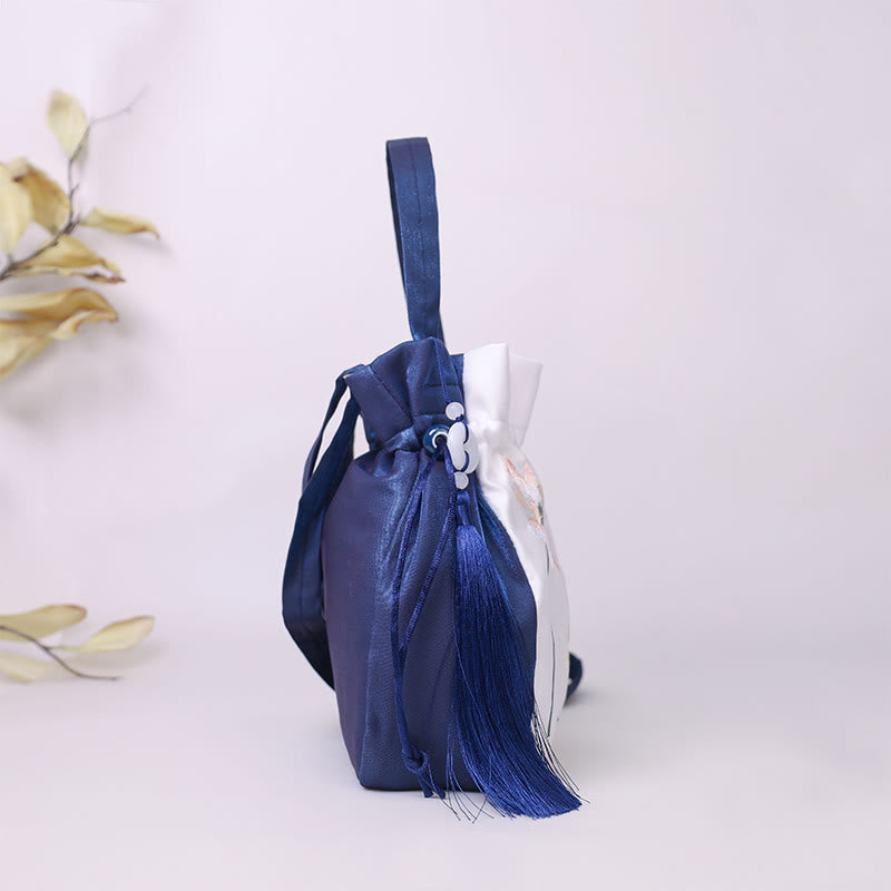 Buddha Stones haftowane lotos koi ryba żuraw kamelia bawełna len torba typu crossbody torba na ramię torebka