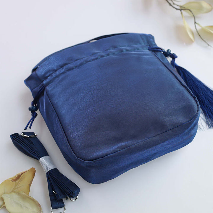 Buddha Stones haftowane lotos koi ryba żuraw kamelia bawełna len torba typu crossbody torba na ramię torebka