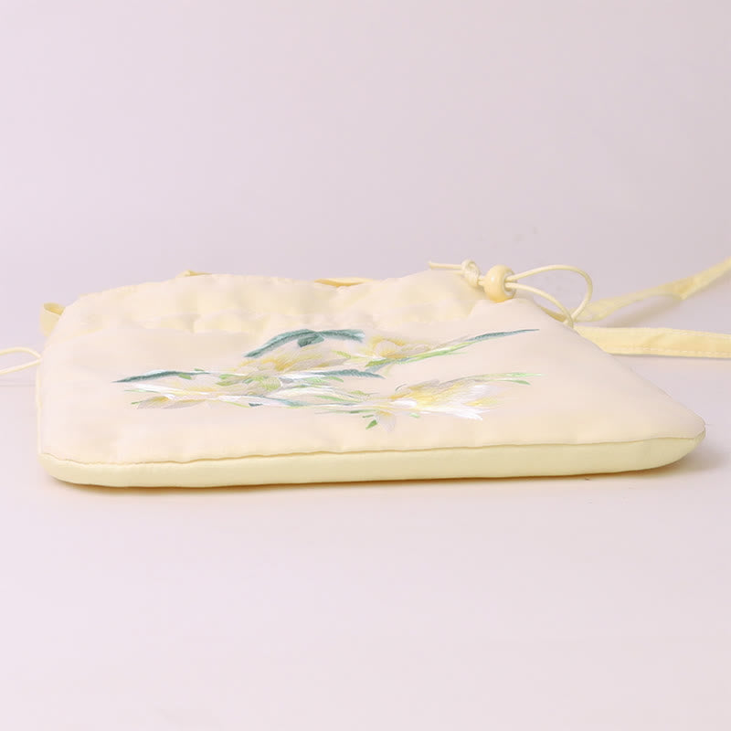 Buddha Stones Lotos Piwonia Epifyllum Feniks Suzhou Haft Bawełna Len Torba Torebka Crossbody Torba na Ramię Torebka