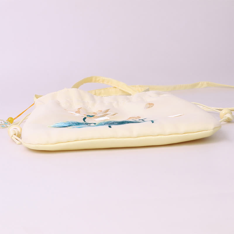 Buddha Stones Lotos Piwonia Epifyllum Feniks Suzhou Haft Bawełna Len Torba Torebka Crossbody Torba na Ramię Torebka
