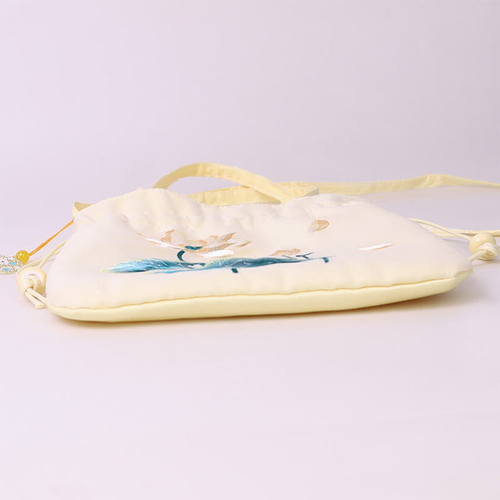Buddha Stones Lotos Piwonia Epifyllum Feniks Suzhou Haft Bawełna Len Torba Torebka Crossbody Torba na Ramię Torebka
