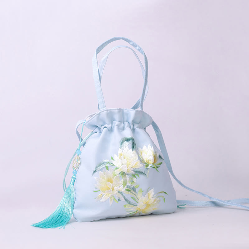 Buddha Stones Suzhou Haft Lotos Jeleń Epifyllum Piwonia Królik Bawełna Len Torba Crossbody Torba na ramię Torebka