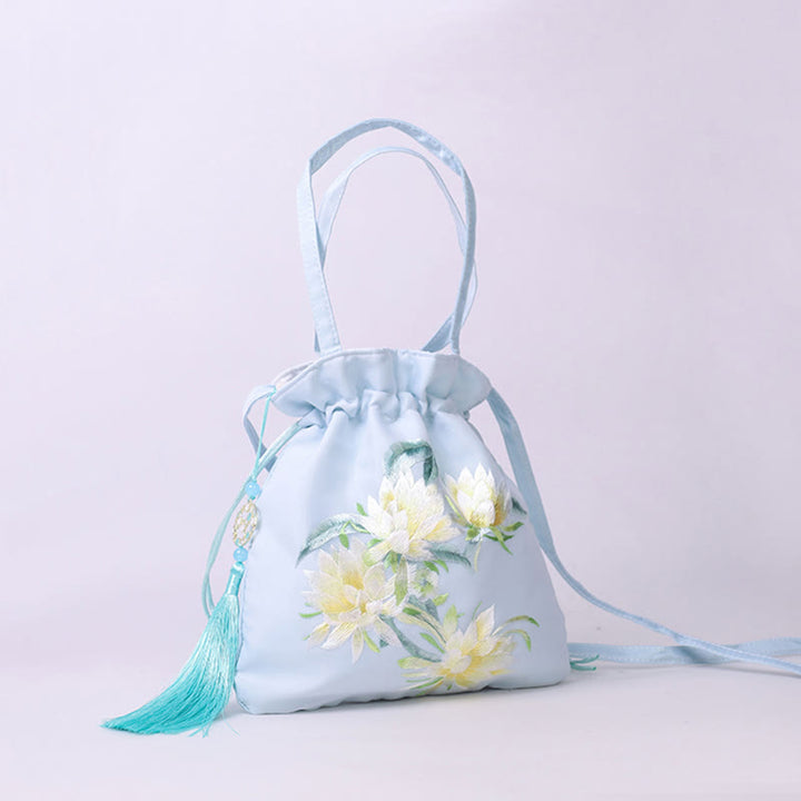 Buddha Stones Suzhou Haft Lotos Jeleń Epifyllum Piwonia Królik Bawełna Len Torba Crossbody Torba na ramię Torebka