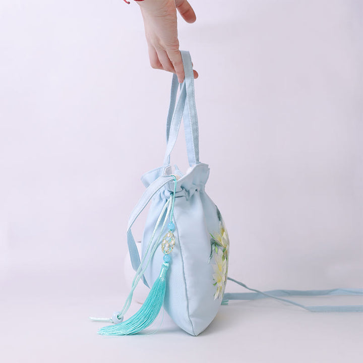 Buddha Stones Suzhou Haft Lotos Jeleń Epifyllum Piwonia Królik Bawełna Len Torba Crossbody Torba na ramię Torebka