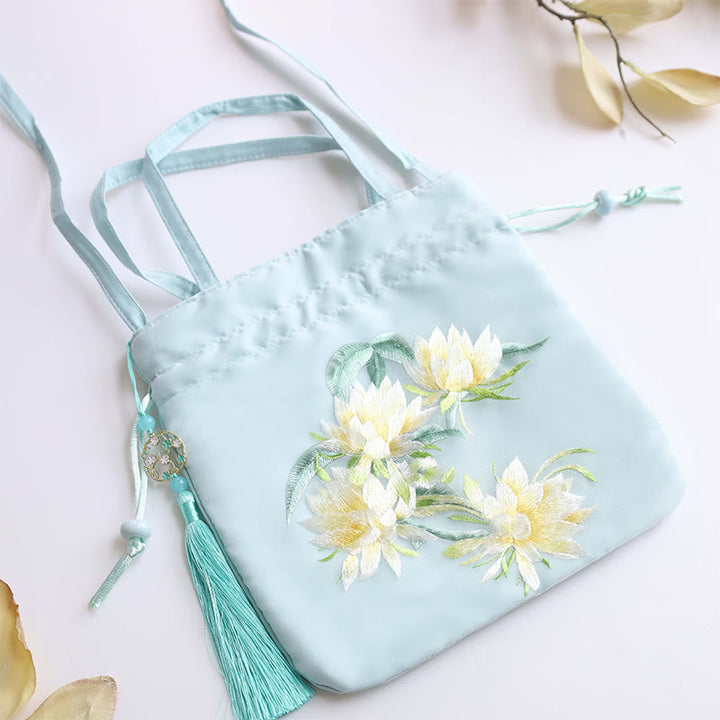 Buddha Stones Suzhou Haft Lotos Jeleń Epifyllum Piwonia Królik Bawełna Len Torba Crossbody Torba na ramię Torebka