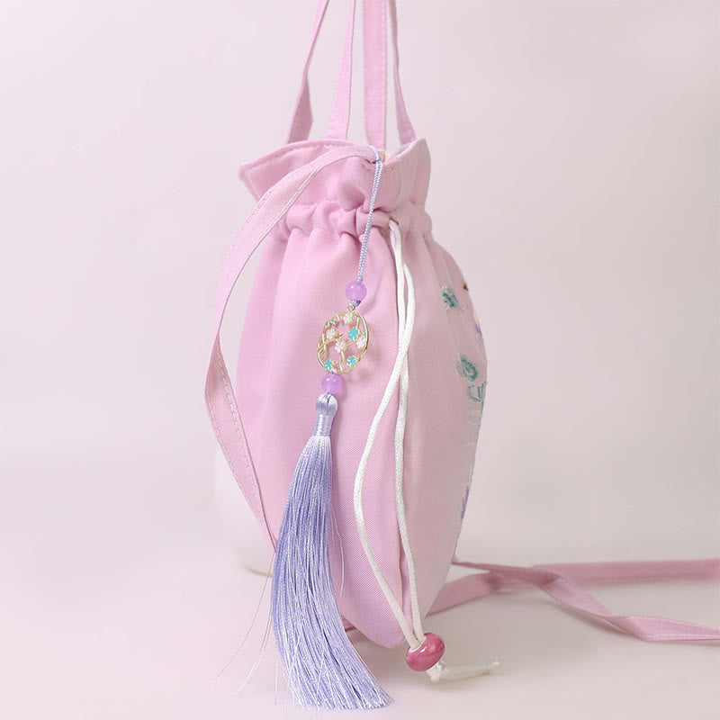Buddha Stones Suzhou Haft Lotos Jeleń Epifyllum Piwonia Królik Bawełna Len Torba Crossbody Torba na ramię Torebka