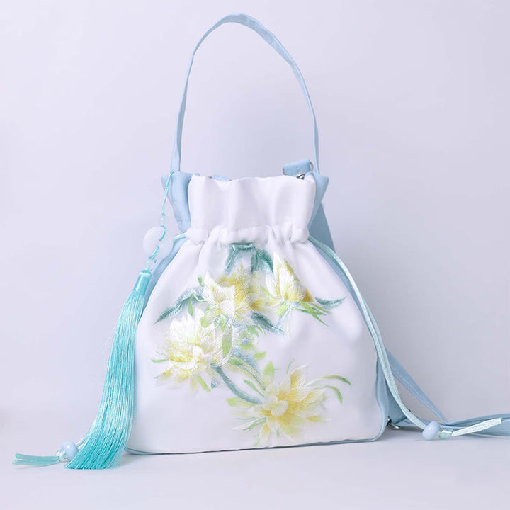 Buddha Stones Suzhou Haft Królik Lotos Epifyllum Piwonia Magnolia Torba Tote Crossbody Torba na ramię Torebka