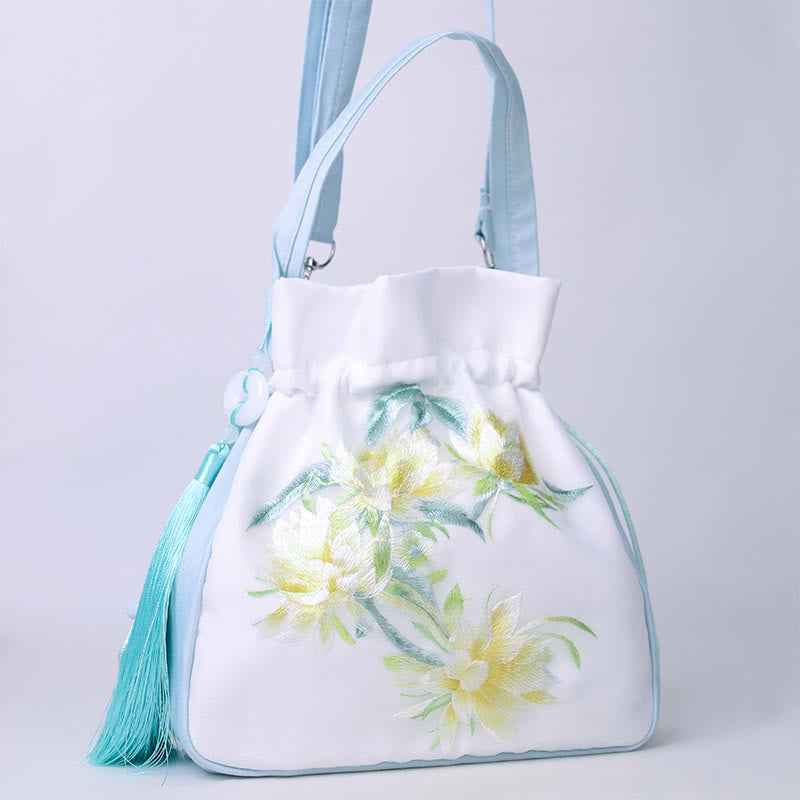 Buddha Stones Suzhou Haft Królik Lotos Epifyllum Piwonia Magnolia Torba Tote Crossbody Torba na ramię Torebka