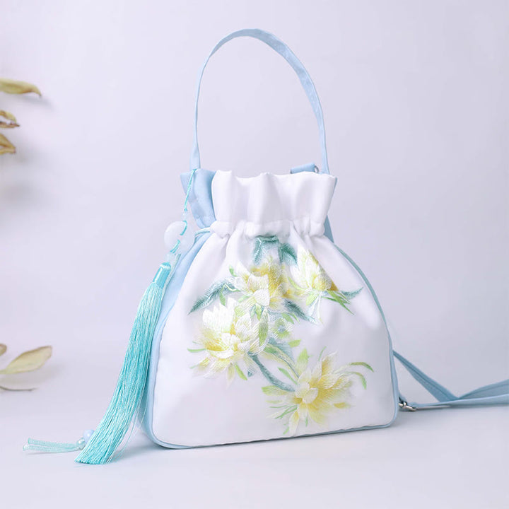 Buddha Stones Suzhou Haft Królik Lotos Epifyllum Piwonia Magnolia Torba Tote Crossbody Torba na ramię Torebka