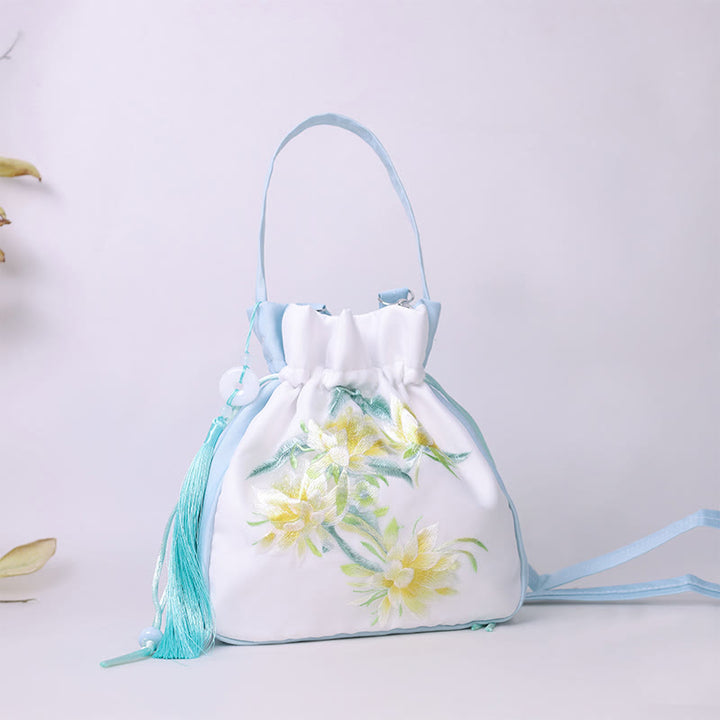 Buddha Stones Suzhou Haft Królik Lotos Epifyllum Piwonia Magnolia Torba Tote Crossbody Torba na ramię Torebka