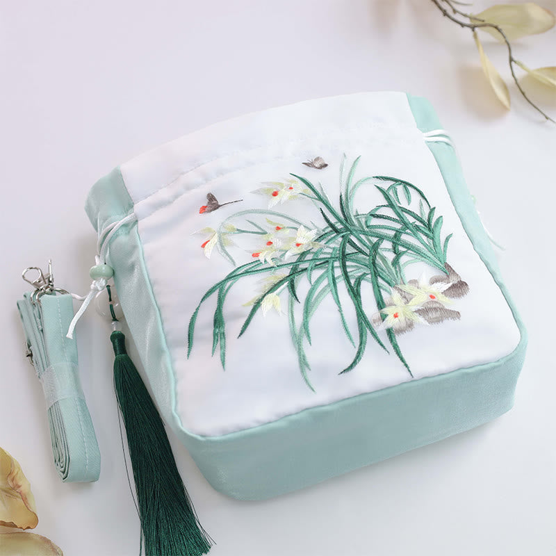 Buddha Stones Suzhou Haft Królik Lotos Epifyllum Piwonia Magnolia Torba Tote Crossbody Torba na ramię Torebka