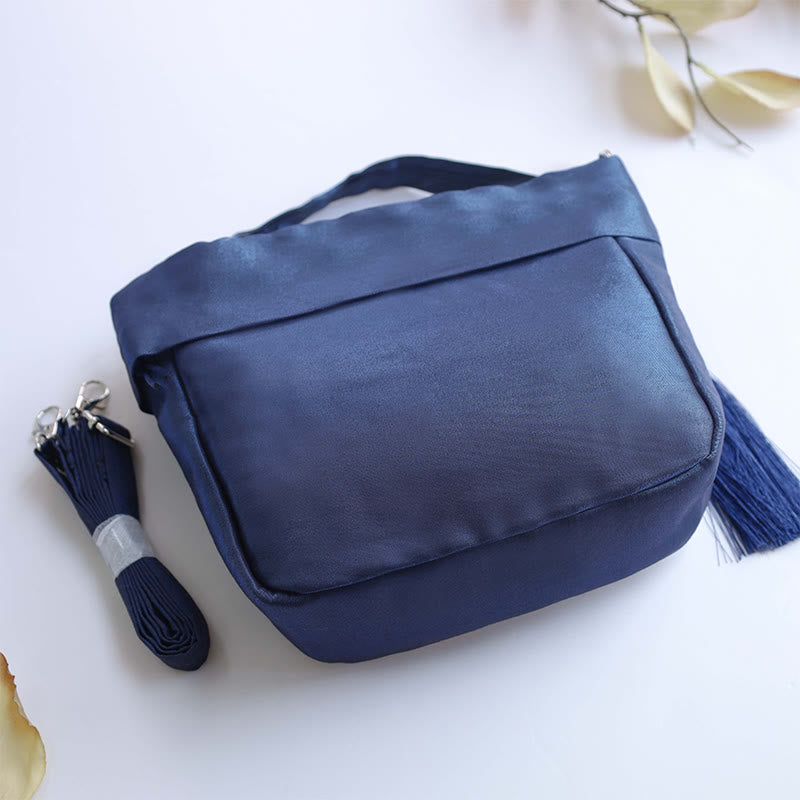 Buddha Stones Suzhou Haft Kamelia Magnolia Piwonia Lotos Jedwabna Torba Torebka Crossbody Torba na Ramię Torebka