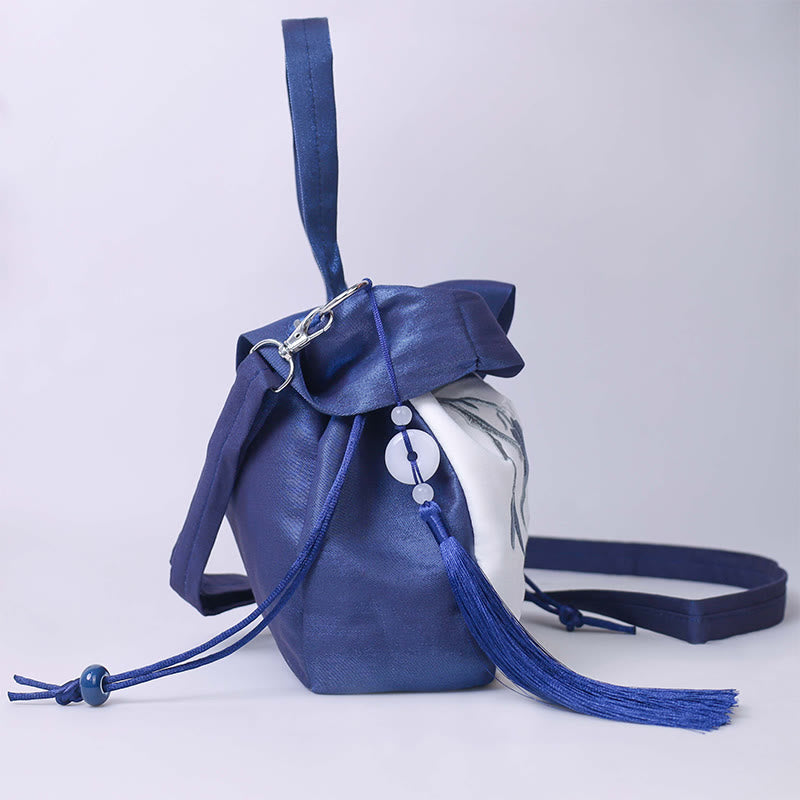 Buddha Stones Suzhou Haft Kamelia Magnolia Piwonia Lotos Jedwabna Torba Torebka Crossbody Torba na Ramię Torebka