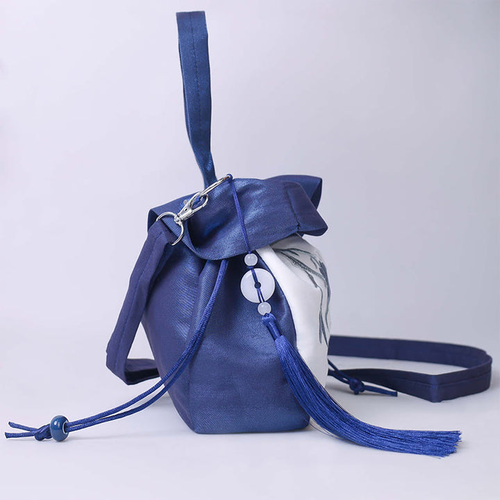 Buddha Stones Suzhou Haft Kamelia Magnolia Piwonia Lotos Jedwabna Torba Torebka Crossbody Torba na Ramię Torebka