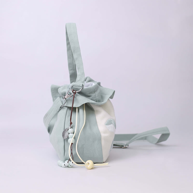 Buddha Stones Suzhou Haft Lotos Epifyllum Magnolia Bawełna Len Torba Crossbody Torba na ramię Torebka