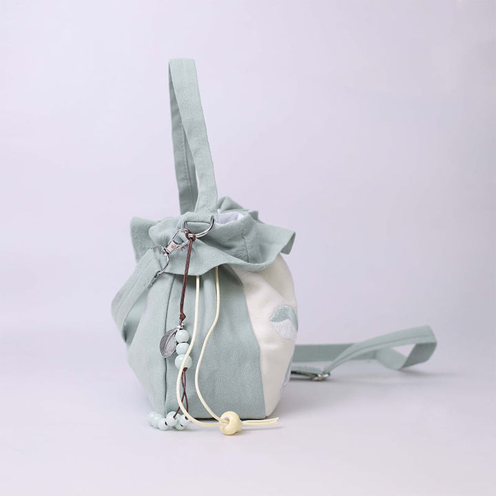 Buddha Stones Suzhou Haft Lotos Epifyllum Magnolia Bawełna Len Torba Crossbody Torba na ramię Torebka