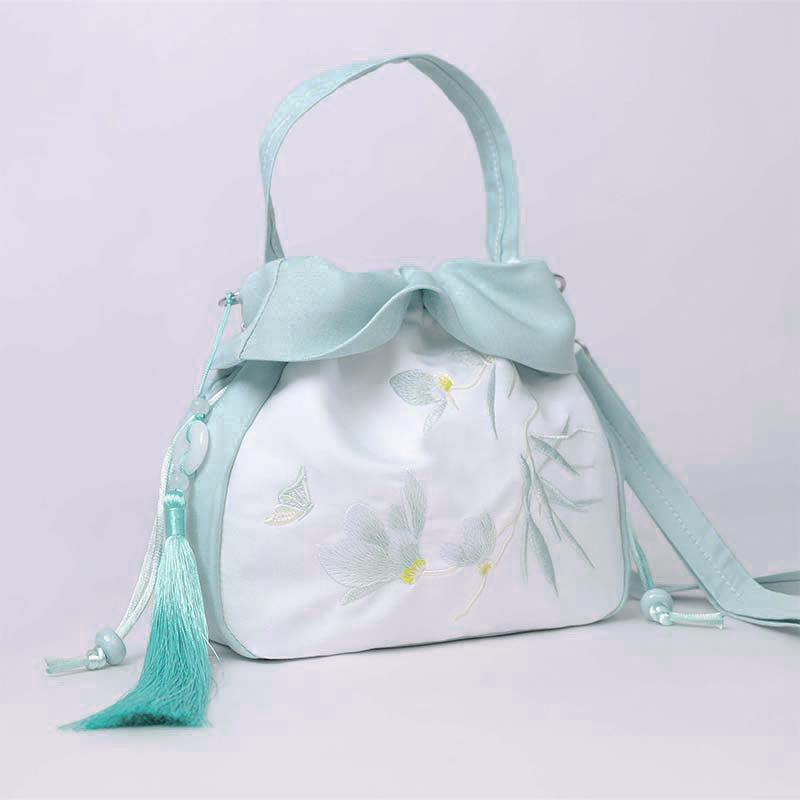 Buddha Stones Suzhou Haft Lotos Epifyllum Magnolia Bawełna Len Torba Crossbody Torba na ramię Torebka